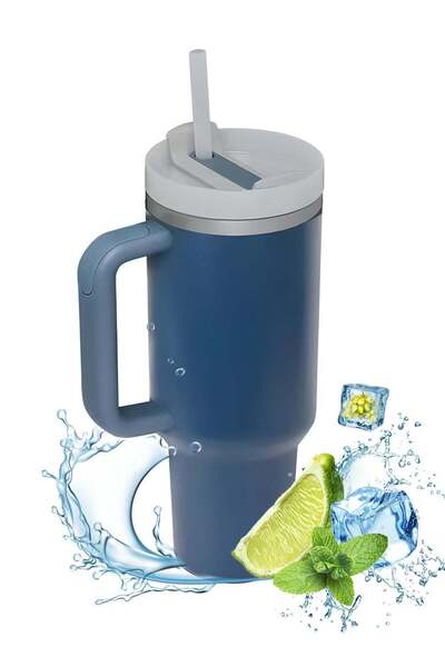 Generic Tumbler 1200ml With Handle and Straw Lid Insulated 40 oz Reusable Sta...