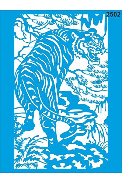 StencilSepeti Nature and Tiger Stencil Painting Template - 30X40Cm