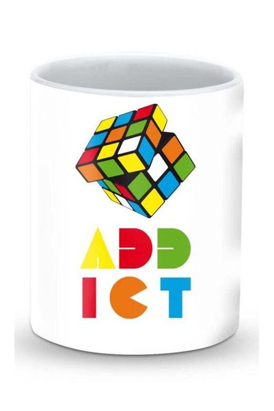 Generic Premium Rubiks Addict Designer Mug White/Red/Blue