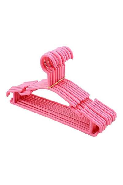 Generic 10-Piece Plastic Non-Slip Clothes Hanger Pink 26.5cm