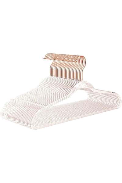 Generic MIZGI 10 Pack Non-Velvet Plastic Hangers with Chrome Hook - Clear/Ros...