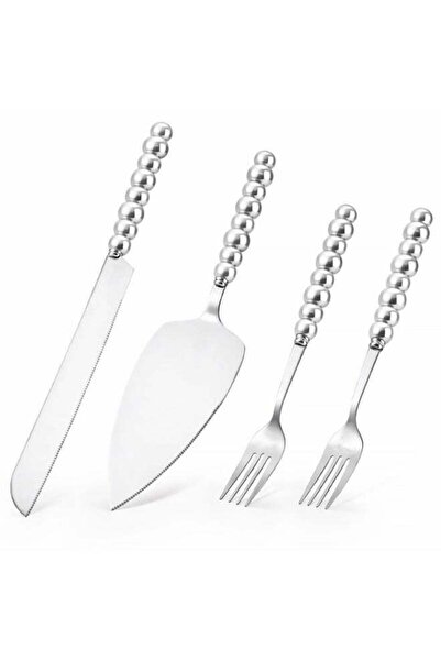 Generic Wedding Cake Cutting Set, Silver Stainless Steel Cake Cutting Set wit...