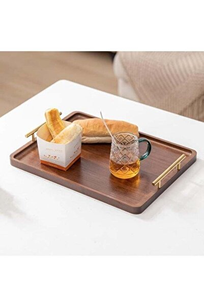 Generic Bamboo Serving Tray with Gold Handles, Food Tray for Breakfast,Coffee...