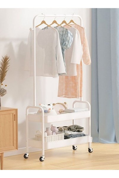 Generic Metal Single-Pole Cloth Hanger with Two Tier Rack