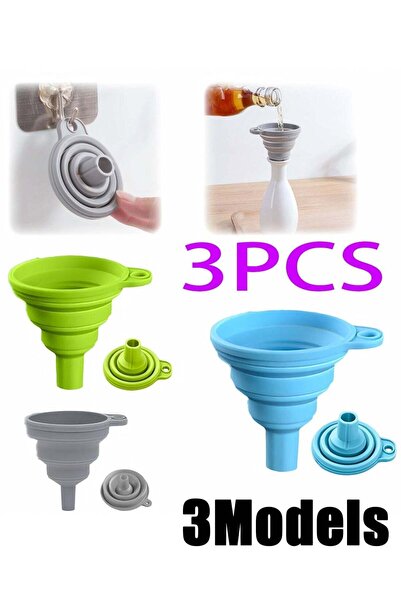 Generic Kitchen Collapsible Funnel 3 Pack Food Grade Silicone Portable Mini F...