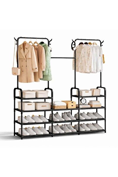 Generic Heavy Duty Metal Double Rail Clothes Rack Hanger Organizer and Black ...