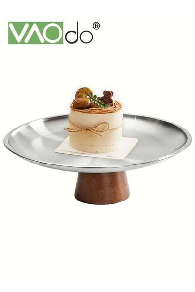 Generic Stainless Steel Tray with Wooden Base, Cup Cake Jewelry Display Stand...