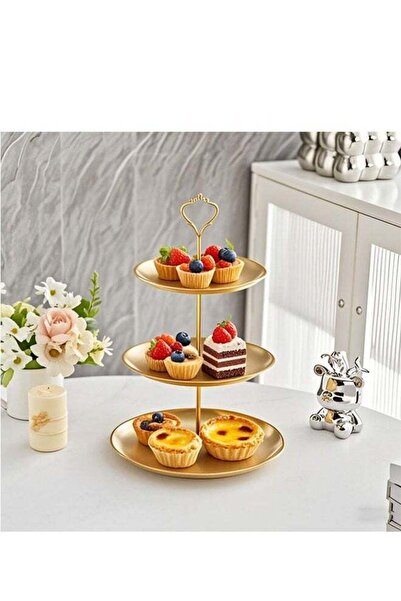 Generic Stainless Steel 3 Tier Cupcake Stand Tiered Trays Three-Layer Cake St...