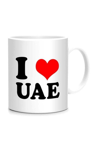 Generic I Love UAE Printed Mug White/Black/Red 10cm