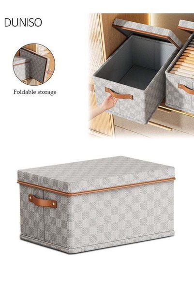 Generic Grey Chessboard Pattern Storage Bins with Lids, Foldable Storage Boxe...