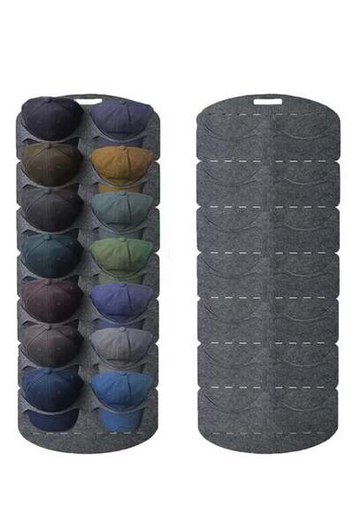 Generic Hat Storage Holder Organizer 14 Clear Pockets Double Row Hat Rack Doo...