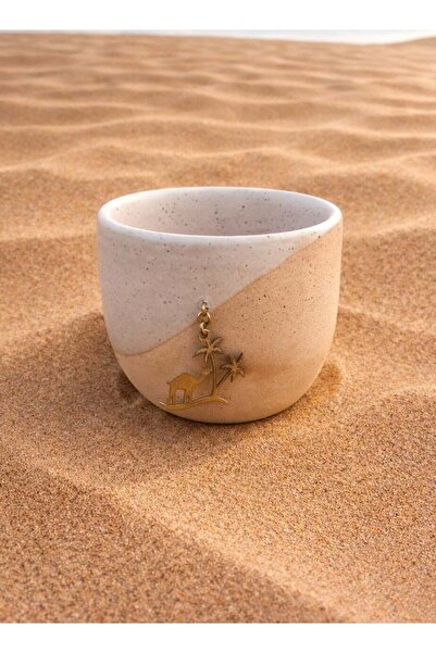 Generic Tohfa Luxe Camel & Palm Handmade Ceramic Coffee Cup – Brass Charm Des...