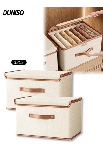 Generic 2-Piece Foldable Closet Organizer Storage Bins Set with Lids & Handle...