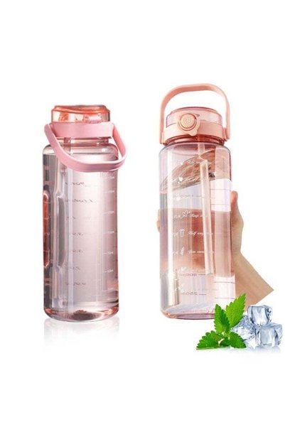 Generic 2L Sports Water Bottle with Straw Motivational Gym Jug Leakproof with...