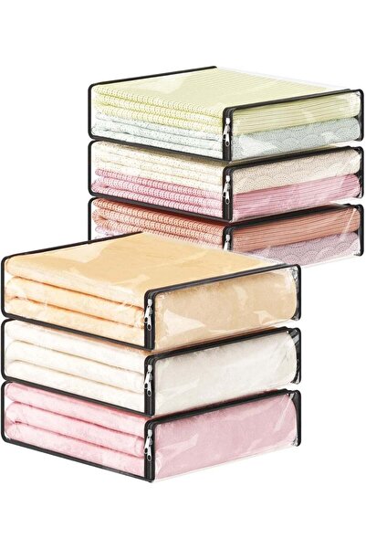 Generic 6-Pack Clear Clothes Storage Bags with Zipper, Foldable Plastic Under...