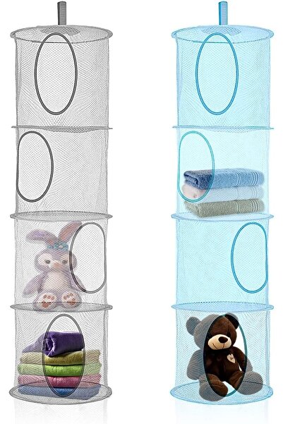 Generic Space Hanging Storage Mesh Basket, 4 Tier Collapsible Hanging Storage...