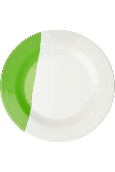 Generic Superware Round Plate (White Cream/Green, 8")