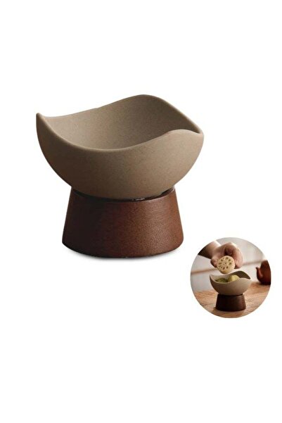 Generic Elegant Ceramic Dessert Bowls with Wooden Stand - Ideal for Fruits, D...