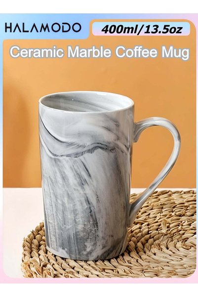 Generic Ceramic Marble Coffee Mug with Gift Box - 400ml/13.5oz Grey Marble Pa...