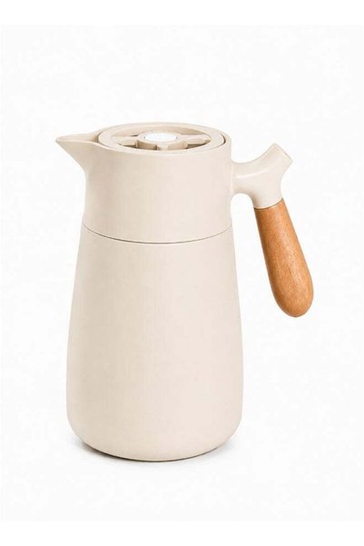 Generic Stainless Steel Vacuum Flask Wooden Handle 1.3L