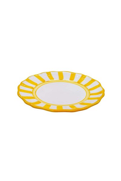 Generic Hand Painted Yellow Stripes Ceramic Dinner Plate (28cm)