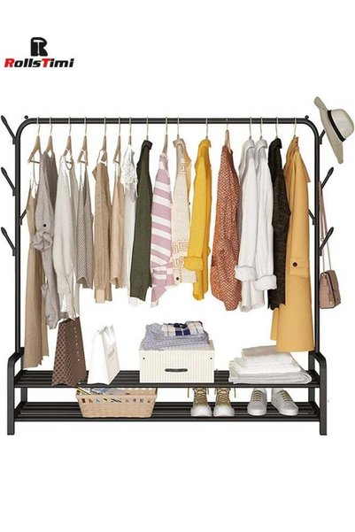 Generic Entryway Organizer Storage Shoes Bags Clothes Shelves Black 110*33*150cm