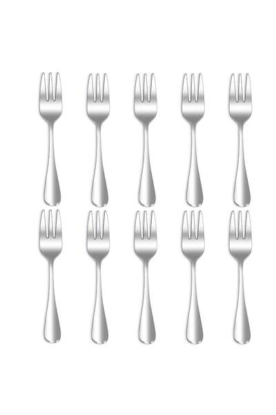 Generic Cake Forks Set of 10 Silver Stainless Steel Small Dessert Fruit Forks...