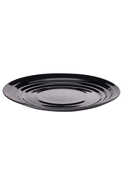 Generic Side Plate, Tempered Glass, Glossy Ripple Pattern, Black, 19 cm