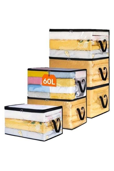 Generic 6 Pack Clear Clothes Storage Bags, 60L Plastic Blanket Storage Bags, ...