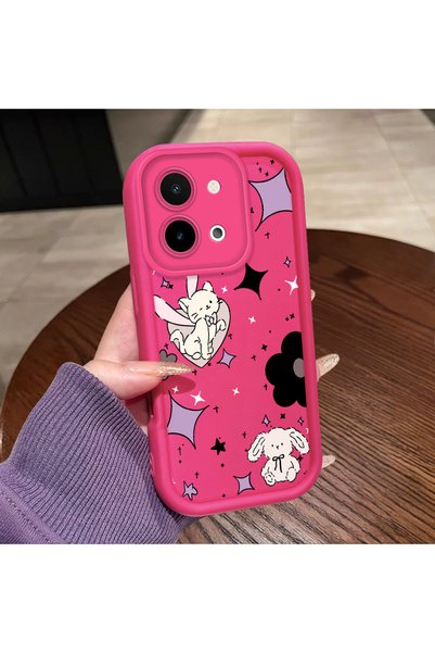 ucuc Vivo Y28 4g Compatible Pink Red Silicone Case Shockproof Camera Protecti...