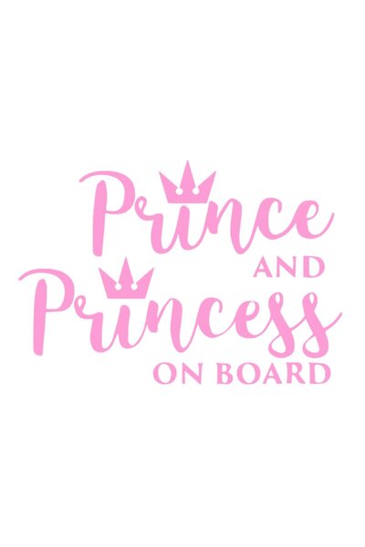OEM Autocolant auto  "Prinț și prințesă la bord ", 10cm, Roz