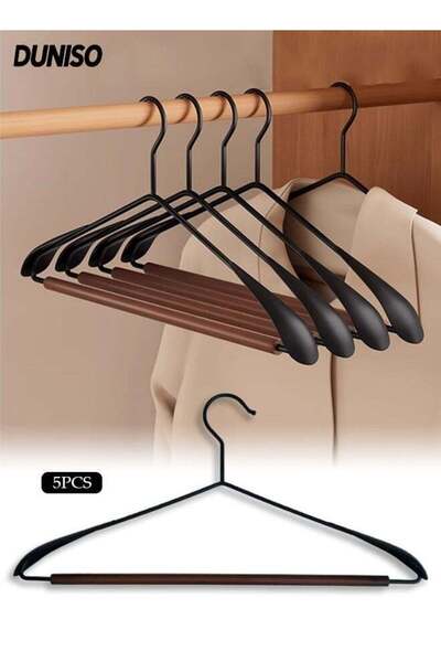 Generic 5Pcs Coat Hangers,Iron Wooden Hanger,Household Wrought Iron Wide-shou...