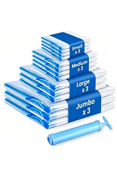 Generic 12PCS Premium Vacuum Storage Bags with Hand Pump – Reusable Space Sav...