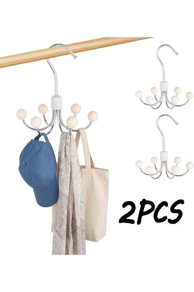 Generic 2PCS Hoodie Hangers with 6 Wood Balls, 360°Swivel Purse Hanger, Scarf...