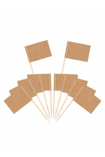 Generic Toothpick Flags, 200 Pcs Kraft Checkered Toothpick Flags Brown Mini F...