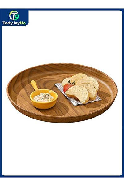 Generic Imitation wood grain tray, circular service tray, food decoration tra...