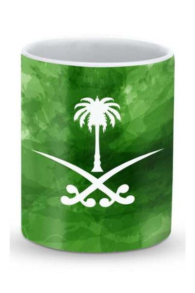 Generic Premium Saudi Emblem Designer Mug Green/White 325ml