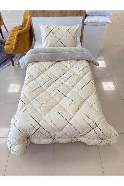 argehome Single Double-Sided Plush Welsoft Pufidik Quilt Set (Quilt + 1 Pillo...