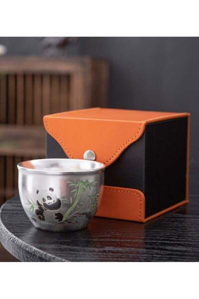 Generic Pure Silver-plated Teacup, Ceramic Teacup Tea Bowl Gift Box, Panda Te...