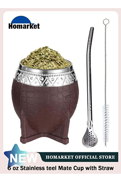 Generic Premium Yerba Mate Cup with Bombilla Mate (Straw) and Cleaning Brush ...