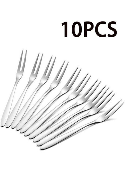 Generic 10Pack Appetizer Dessert Forks, Stainless Steel Mini Salad Fruit Tast...