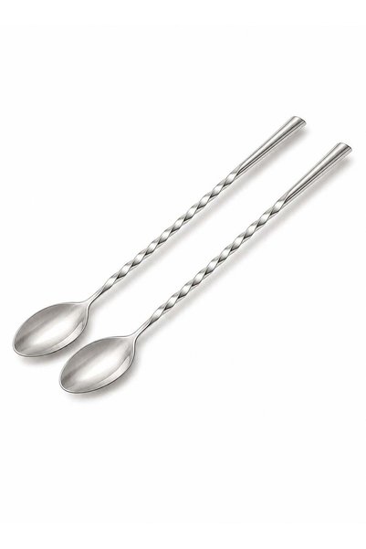 Generic 2 Piece Stainless Steel Bartender Mixing Spoon Cocktail Silver Stirre...