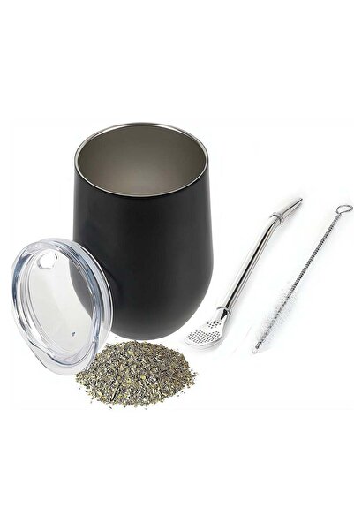 Generic Yerba Mate Tea Cup And Bombilla Straw Set 12oz double-wall Stainless ...