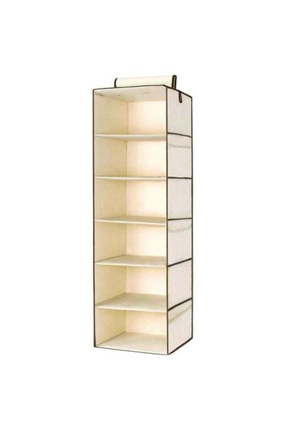 Generic 6-Shelf Closet Hanging Organizer Beige 120x30cm