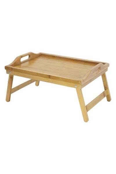 Generic Bamboo Bed Tray Table with Folding Legs Foldable Serving Portable Lap...