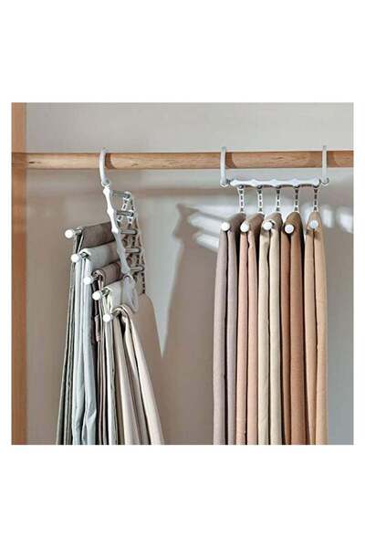 Generic Magic Pants Hangers Space Saving Closet Hangers 5 Layers 2 Uses Multi...