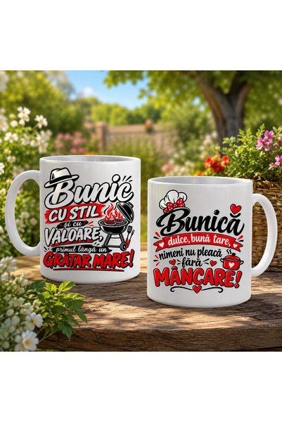 OEM Set de 2 căni pentru bunici: „Bunica drăguță, așa bună, nimeni nu pleacă ...