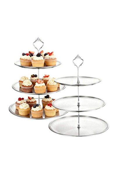 Generic Cupcake Stand, 2pcs 3 Tier Metal Serving Tray, Cake Display Stand Des...