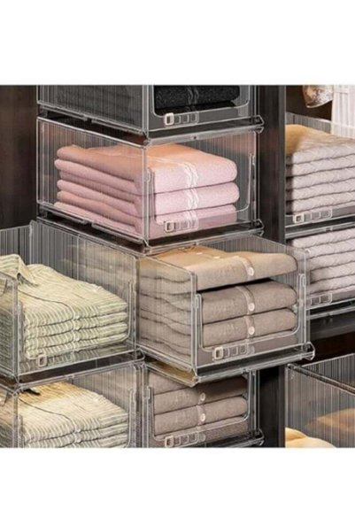 Generic 1-Piece Clear Plastic Stackable Clothes Storage Foldable Pull Out Dra...