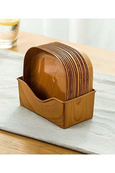 Generic 15 Pcs Wood Grain Plates,Wood Texture Reusable Appetizer and Dessert ...